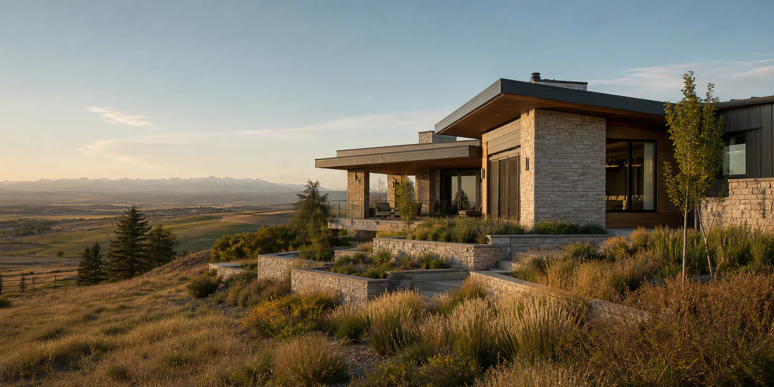 Editorial Calgary-region residence in restrained evening light